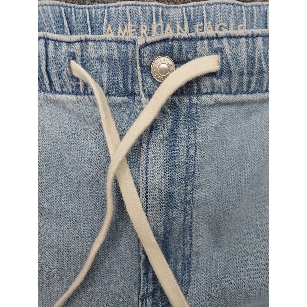 American Eagle Jeans Womens XL Blue Low Rise Ultra Wide Leg Drawstring Pull On - Picture 11 of 13